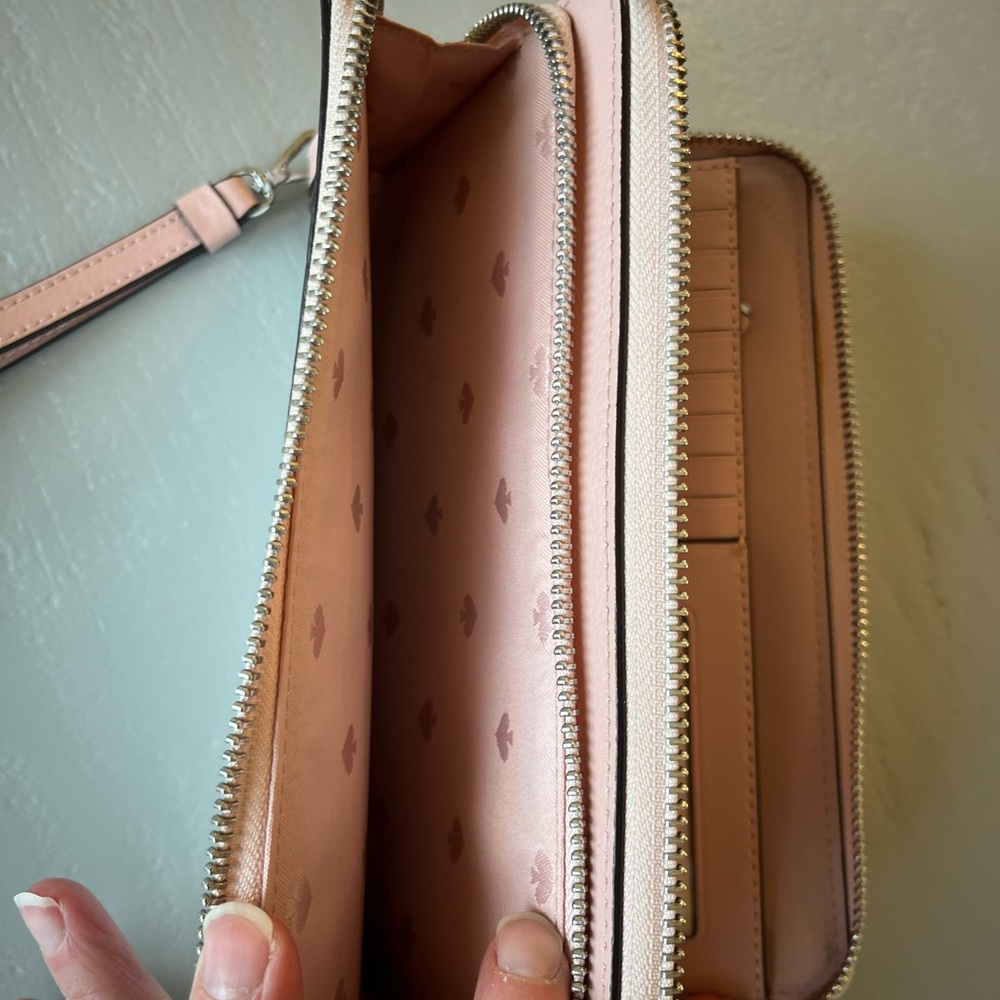 Kate Spade Anita Patterson Drive Double Zip Wristlet Wallet Pink White - Picture 9 of 12